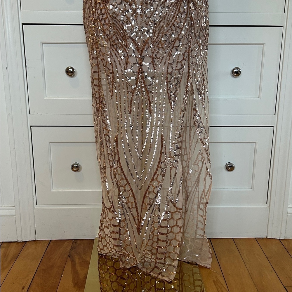 SHOWPO Be My Lover Rose Gold Sequin Maxi Dress | Size XS/S - Picture 5 of 10
